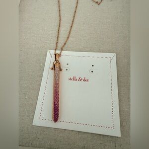 Vintage Stella & Dot Rebel Pendant Pink Ombre Crystal Necklace - Rose Gold